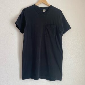 Vintage Fruit of the Loom reinforced pocket tee, black, L
